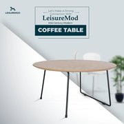 Pemborke Round Coffee Table with Oak Wood Tabletop in Iron - Elax Furniture