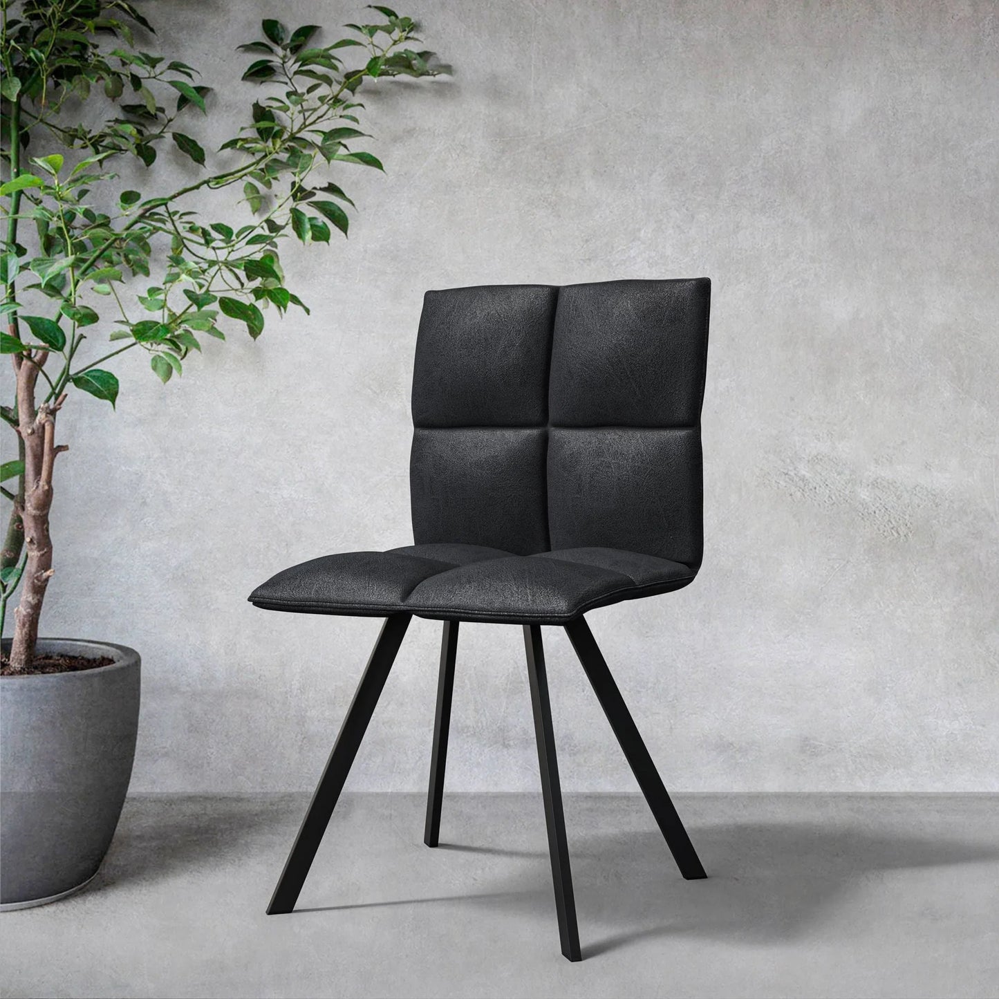 Wesley Leather Dining Chair With Iron Legs - Elax Furniture