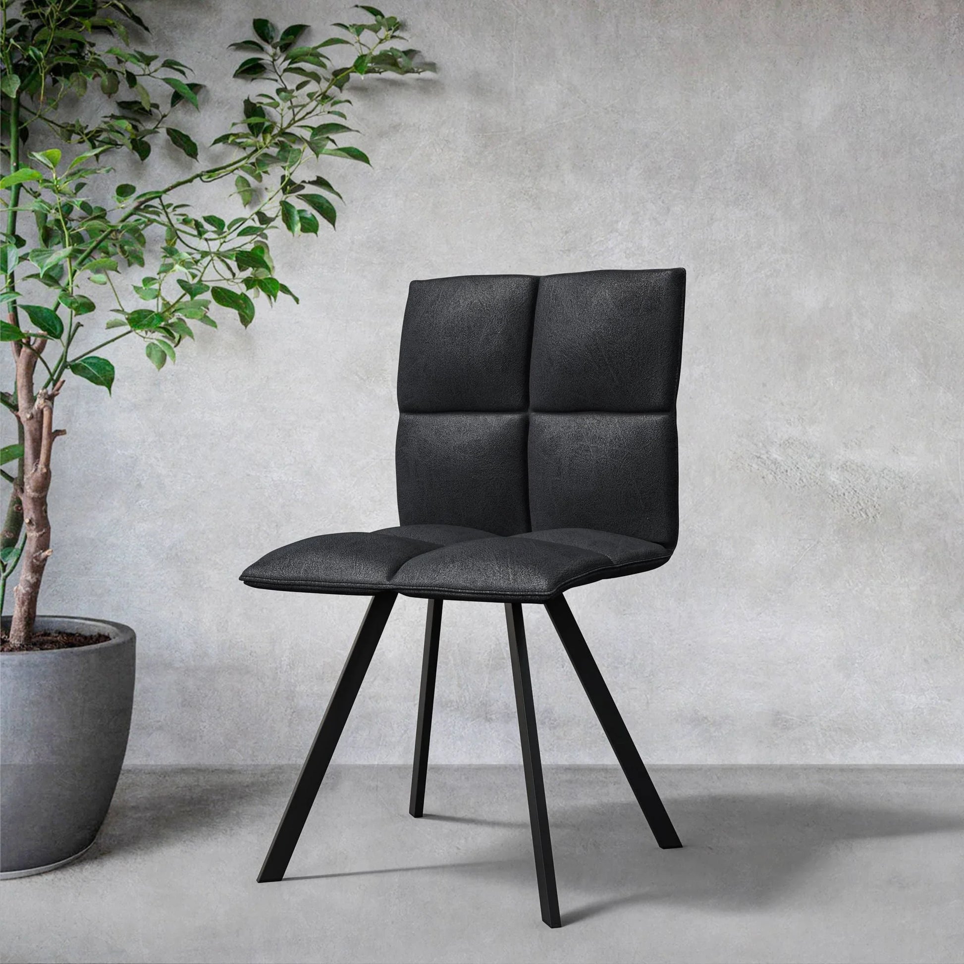 Wesley Leather Dining Chair With Iron Legs - Elax Furniture