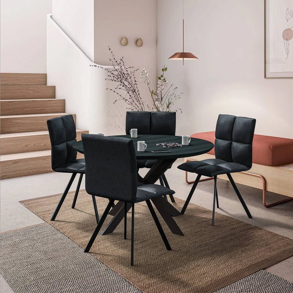 Wesley Leather Dining Chair With Iron Legs