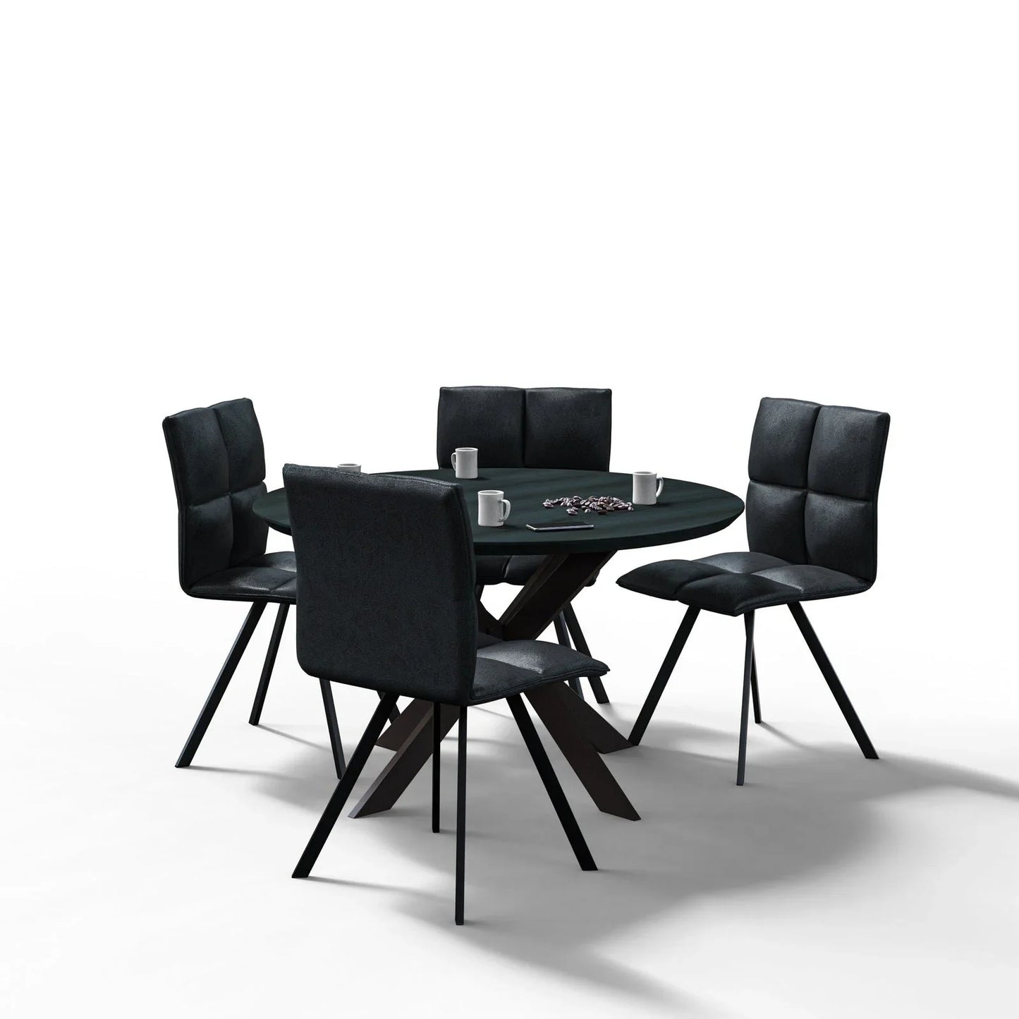 Wesley Leather Dining Chair With Iron Legs - Elax Furniture