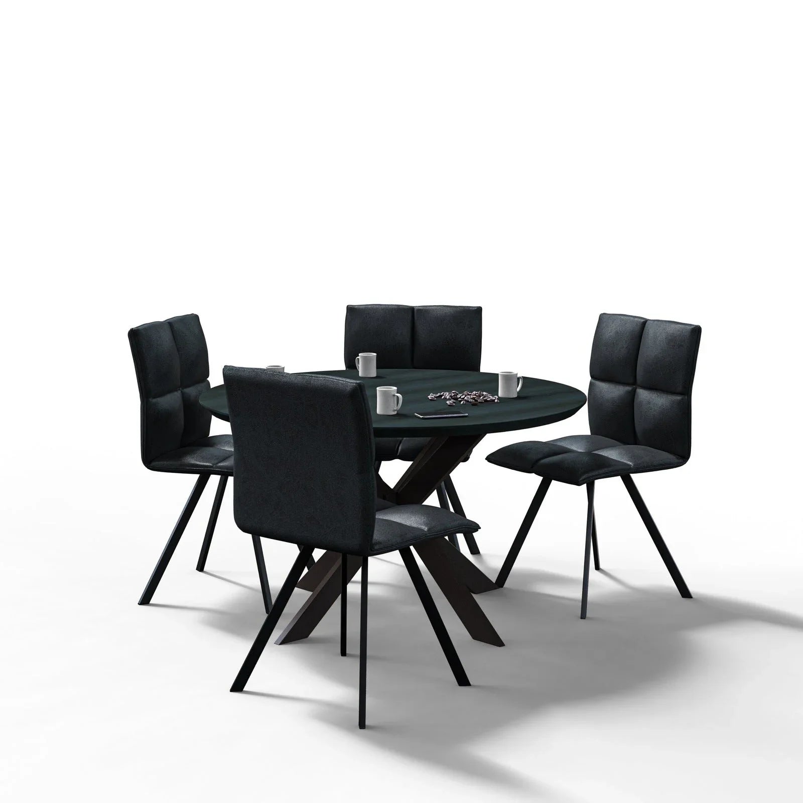 Wesley Leather Dining Chair With Iron Legs - Elax Furniture