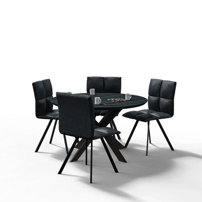 Wesley Modern Leather Dining Chair With Metal Legs Set of 4 - Elax Furniture