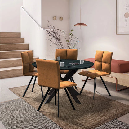 Wesley Leather Dining Chair With Iron Legs - Elax Furniture