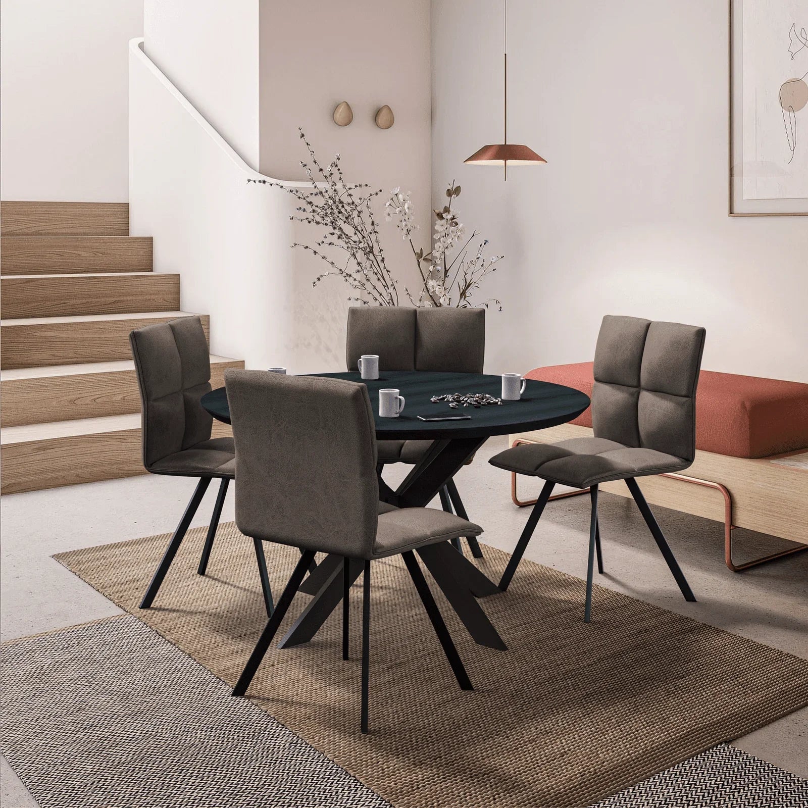 Wesley Leather Dining Chair With Iron Legs - Elax Furniture