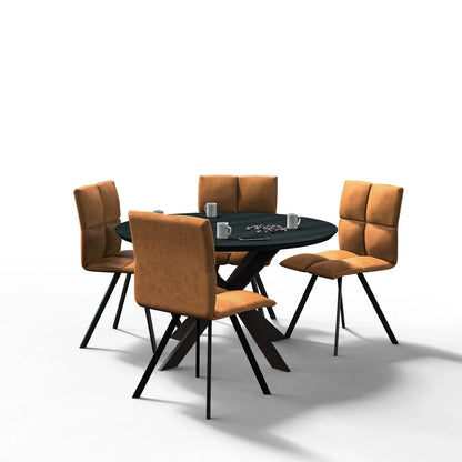 Wesley Modern Leather Dining Chair With Metal Legs Set of 4 - Elax Furniture