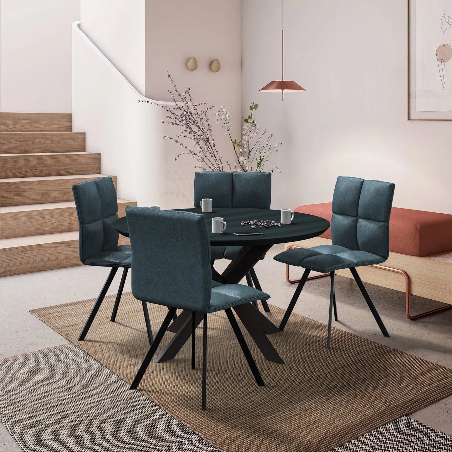 Wesley Leather Dining Chair With Iron Legs - Elax Furniture