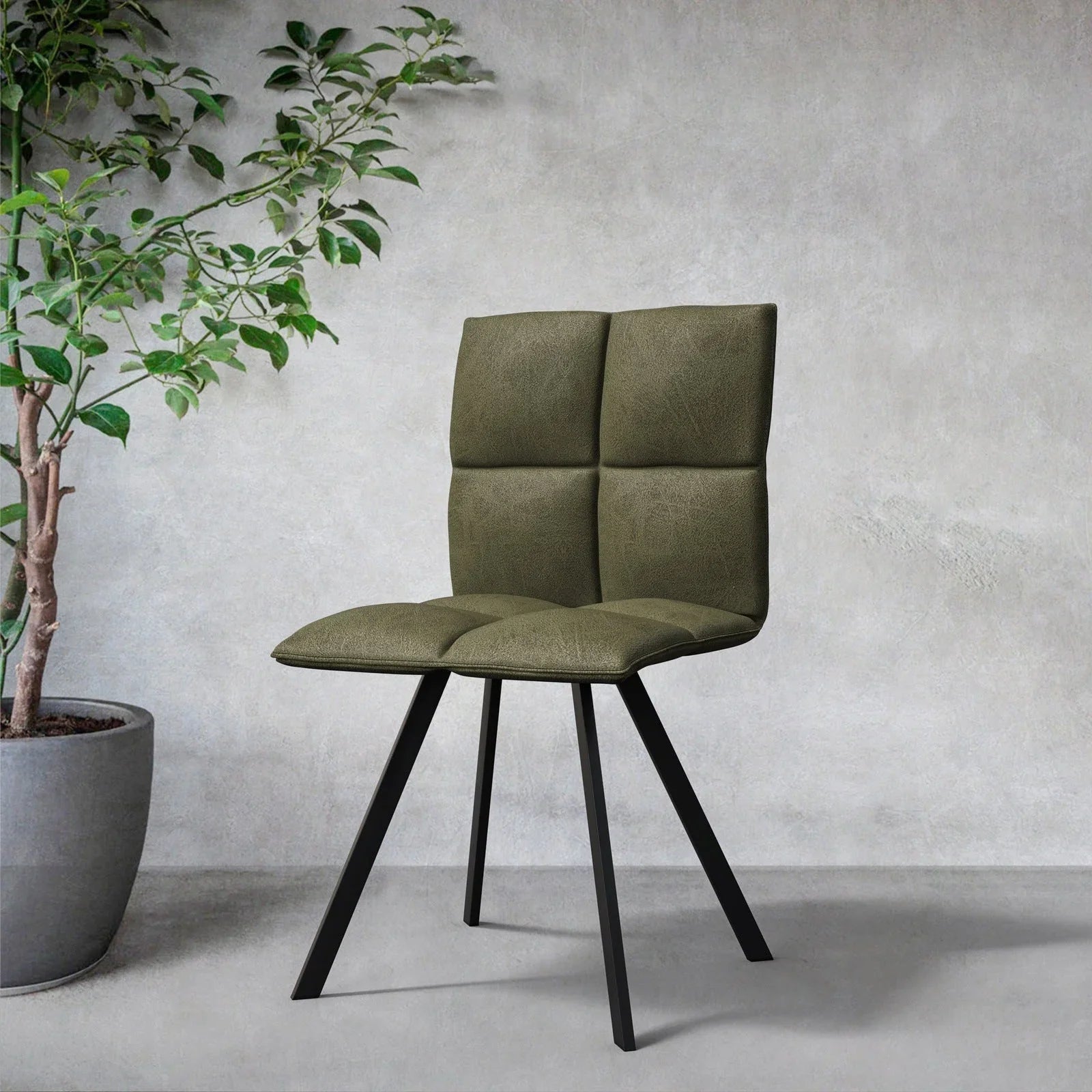 Wesley Leather Dining Chair With Iron Legs - Elax Furniture