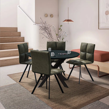 Wesley Leather Dining Chair With Iron Legs - Elax Furniture