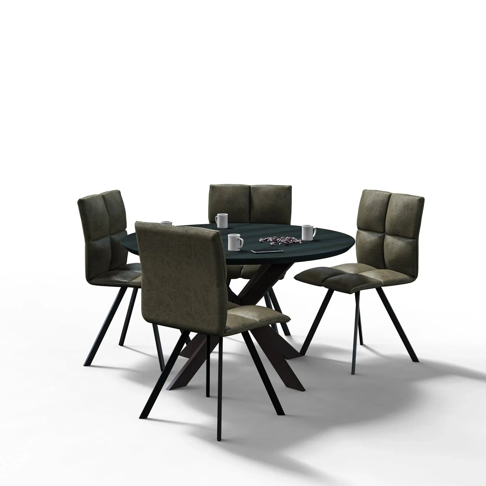 Wesley Leather Dining Chair With Iron Legs - Elax Furniture