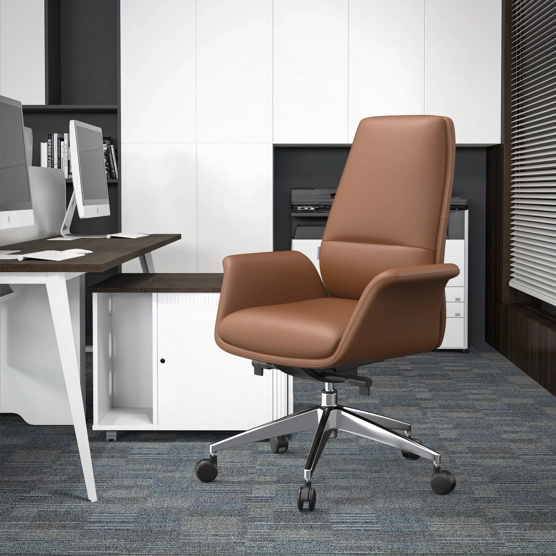 Summit Adjustable Height Leather Conference Office Chair with Swivel and Tilt - Elax Furniture