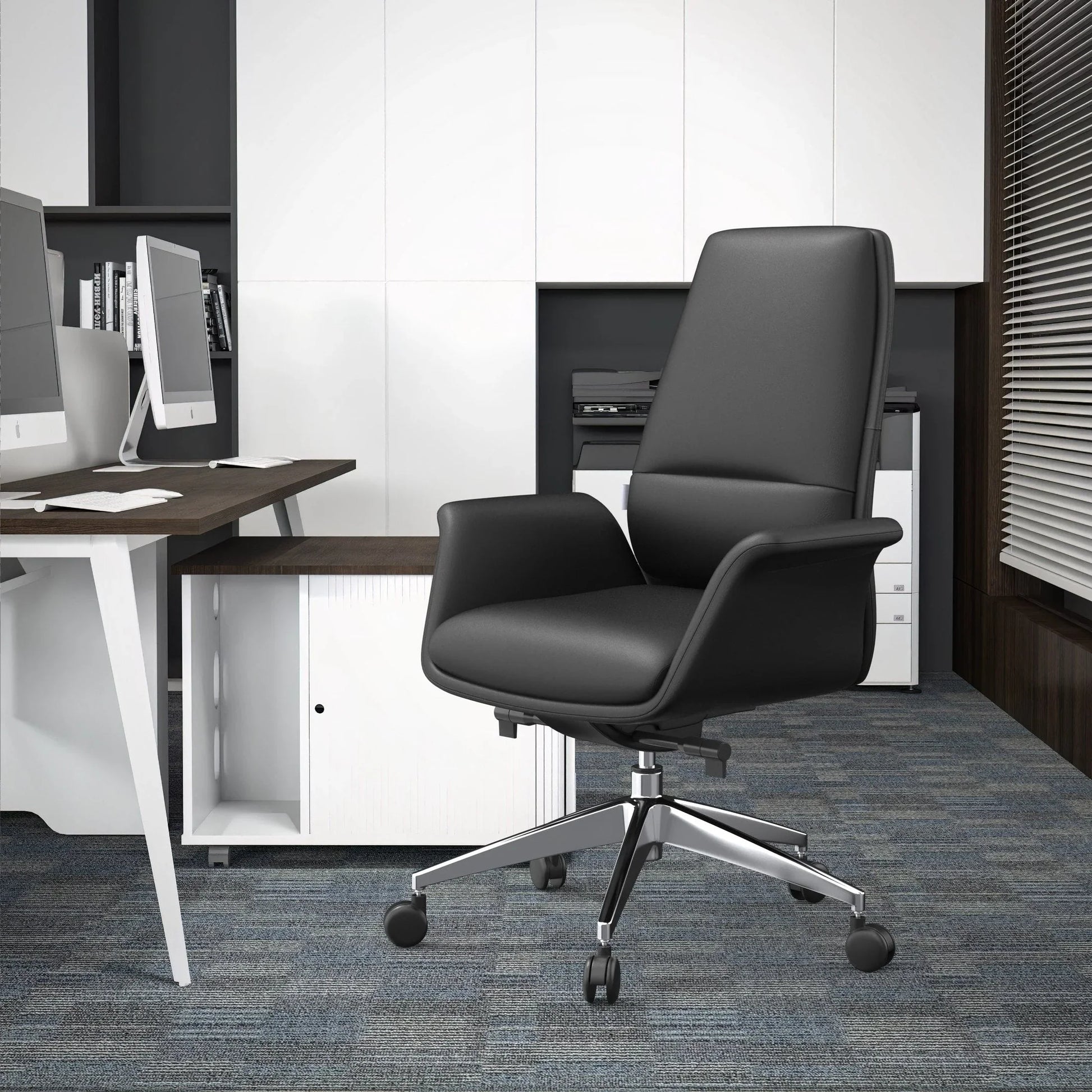 Summit Adjustable Height Leather Conference Office Chair with Swivel and Tilt - Elax Furniture