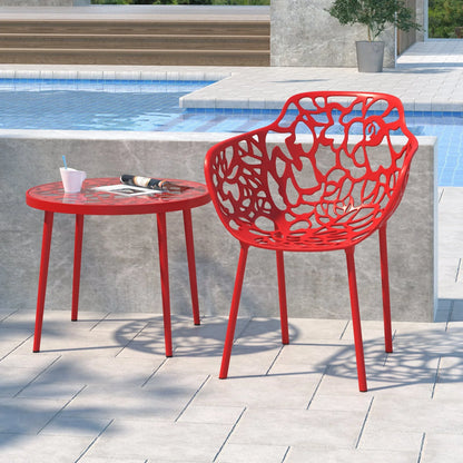 Devon Stackable Aluminum Outdoor Dining Armchairs with Flower Design - Elax Furniture