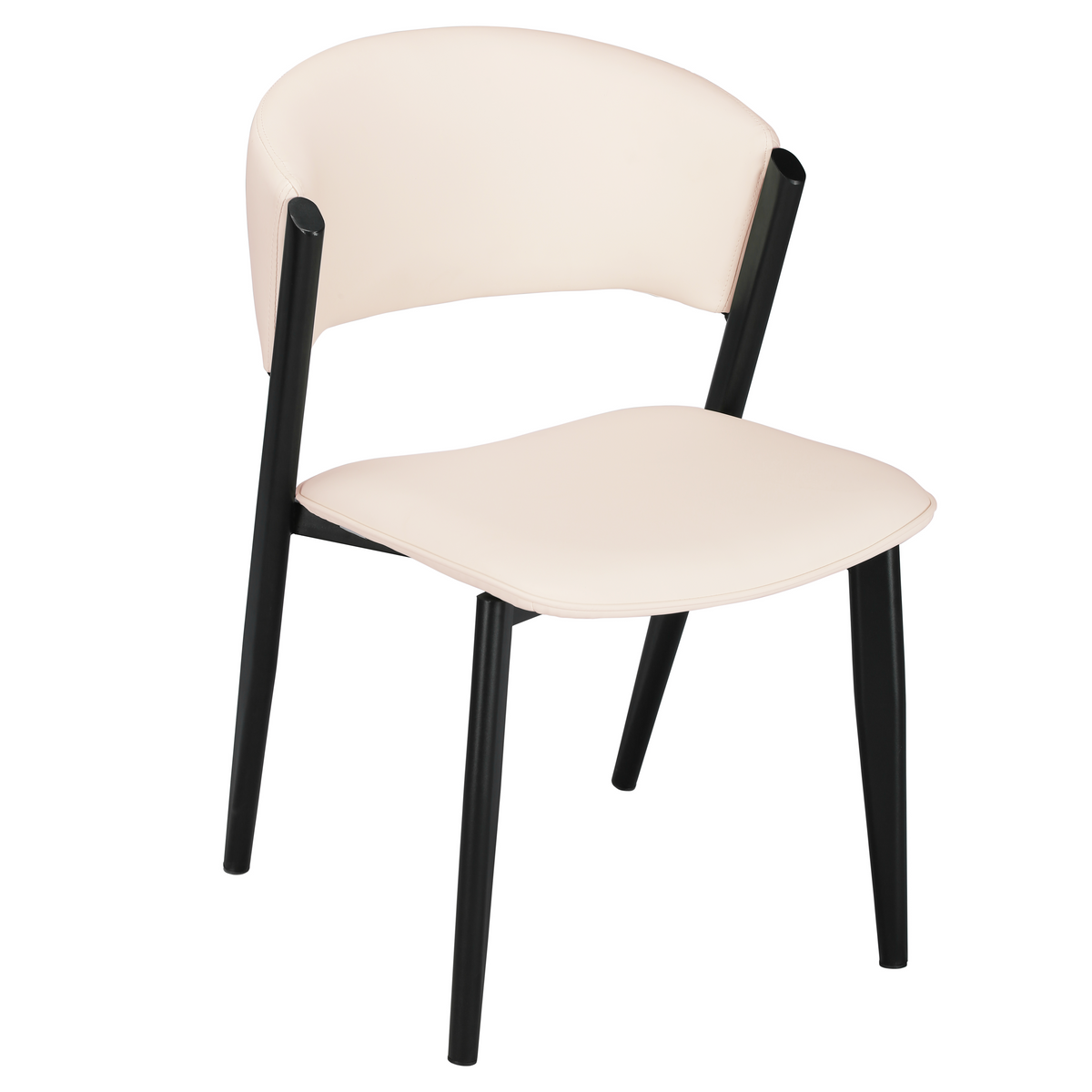Aspen Dining Chairs Upholstered in Leather with Black Metal Legs