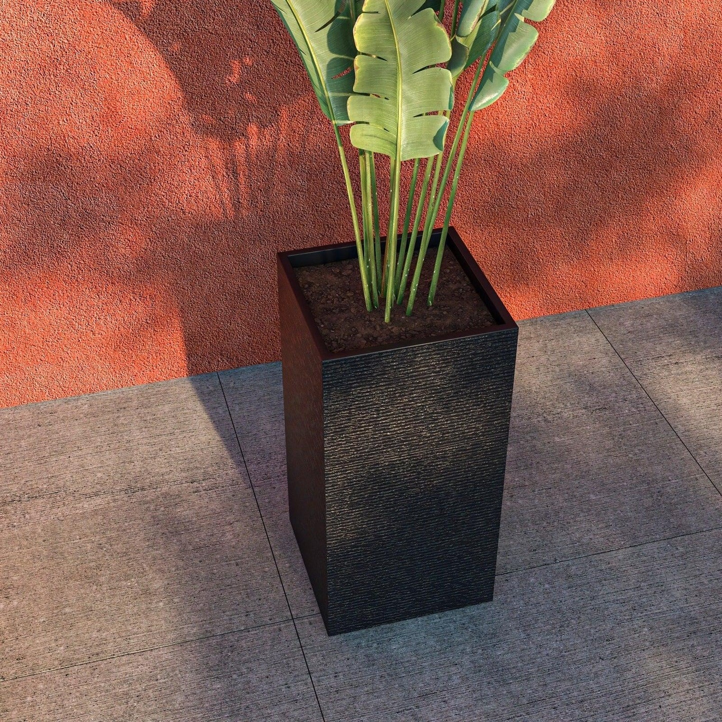 Basalt Fiberstone and MgO Clay Modern Tall Square Planter Pot for Indoor and Outdoor - Elax Furniture
