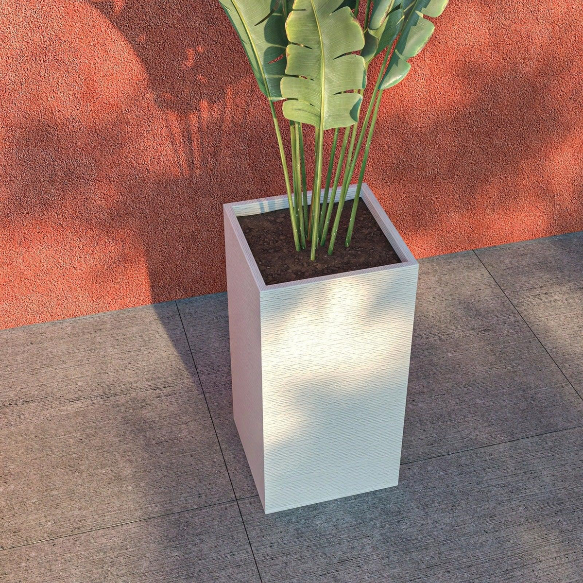 Basalt Fiberstone and MgO Clay Modern Tall Square Planter Pot for Indoor and Outdoor - Elax Furniture