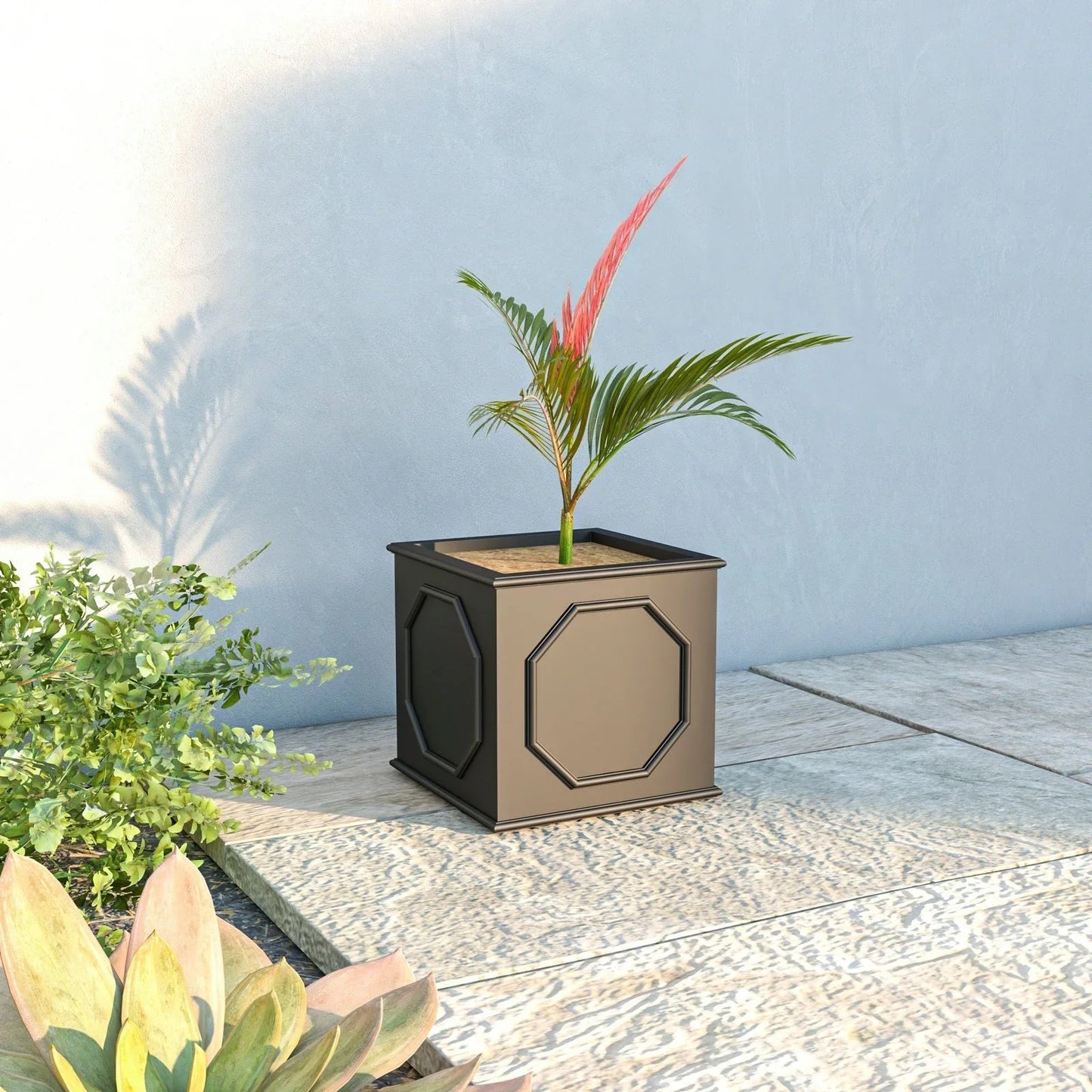 Sprout Modern Square Fiberstone and MGO Clay Planter for Indoor and Outdoor - Elax Furniture