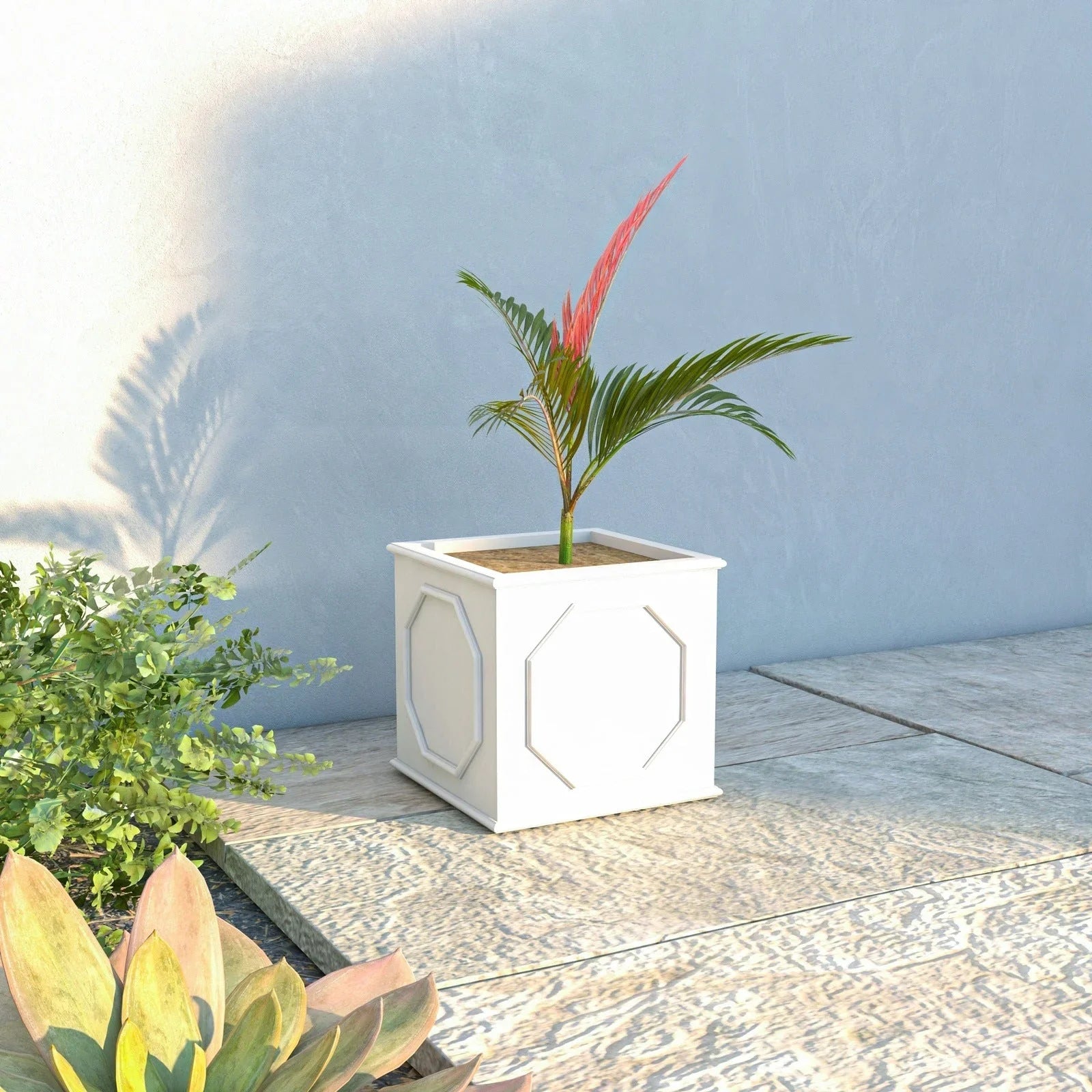 Sprout Modern Square Fiberstone and MGO Clay Planter for Indoor and Outdoor - Elax Furniture