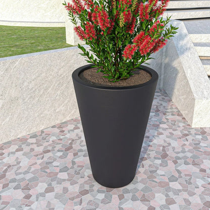 Pebble Modern Fiberstone and MGO Clay Tapered Round Planter for Indoor and Outdoor - Elax Furniture