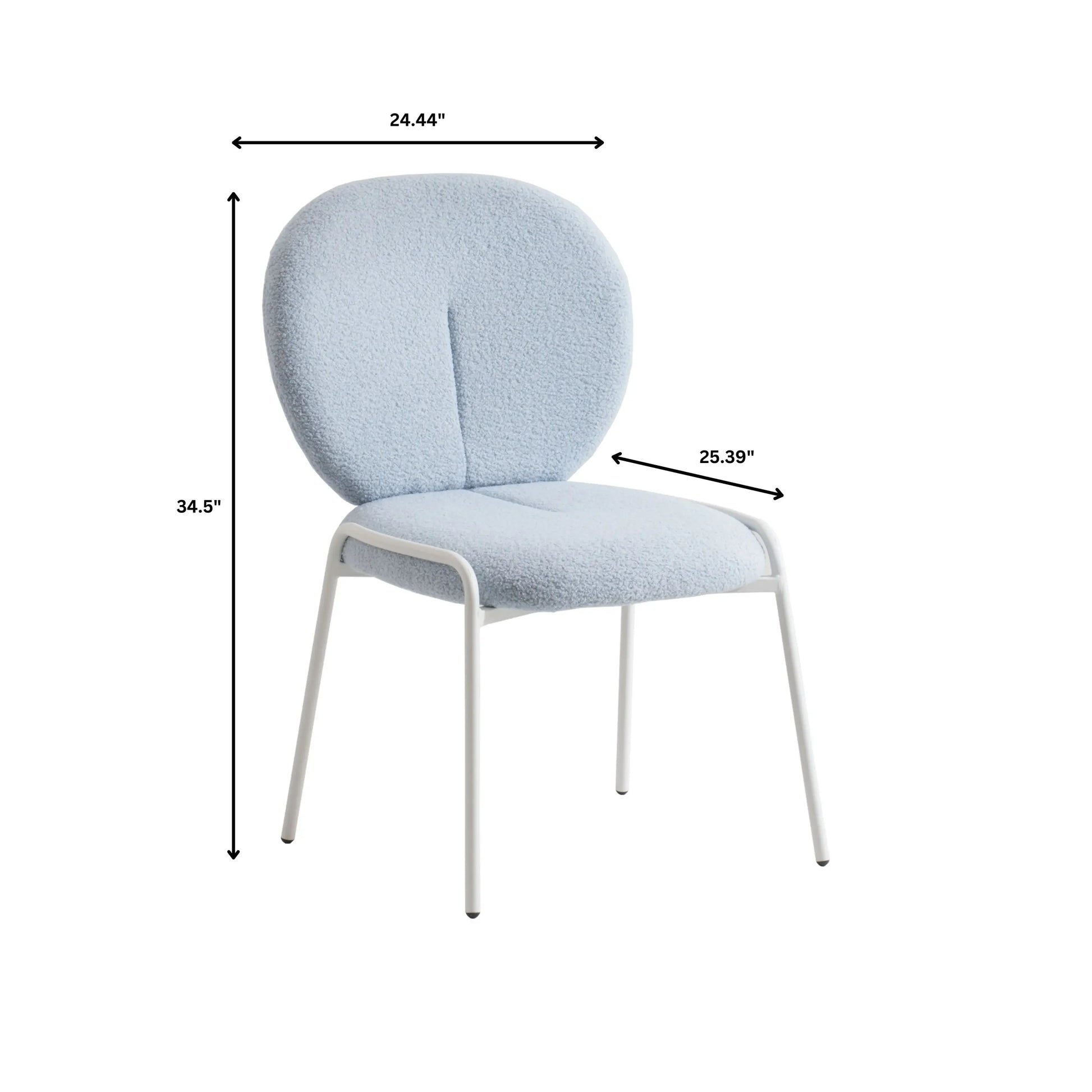 Celestial Boucle Dining Chairs with White Powder-Coated Iron Frame Set of 4 - Elax Furniture