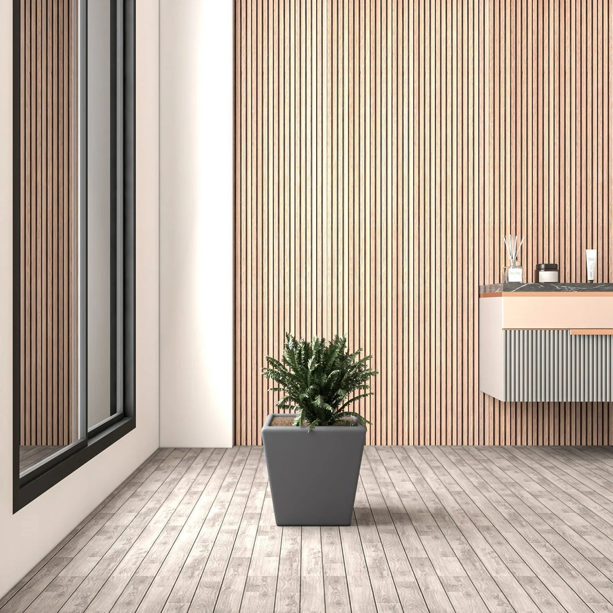 Blossom Fiberstone Tapered Square Planter Pot in Dark Grey - Elax Furniture