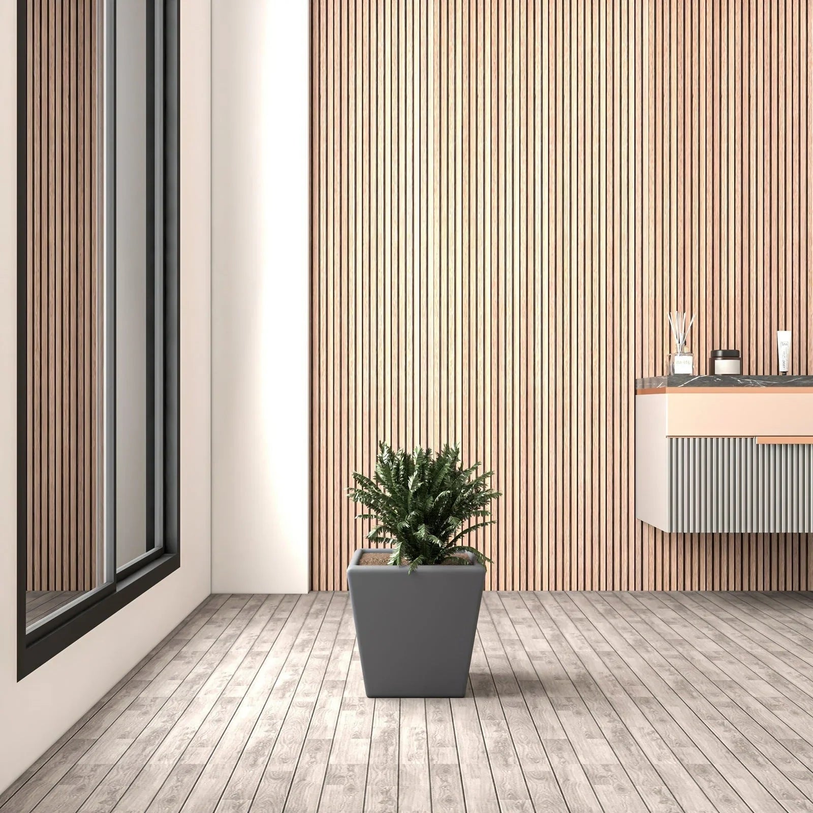 Blossom Fiberstone Tapered Square Planter Pot in Dark Grey - Elax Furniture