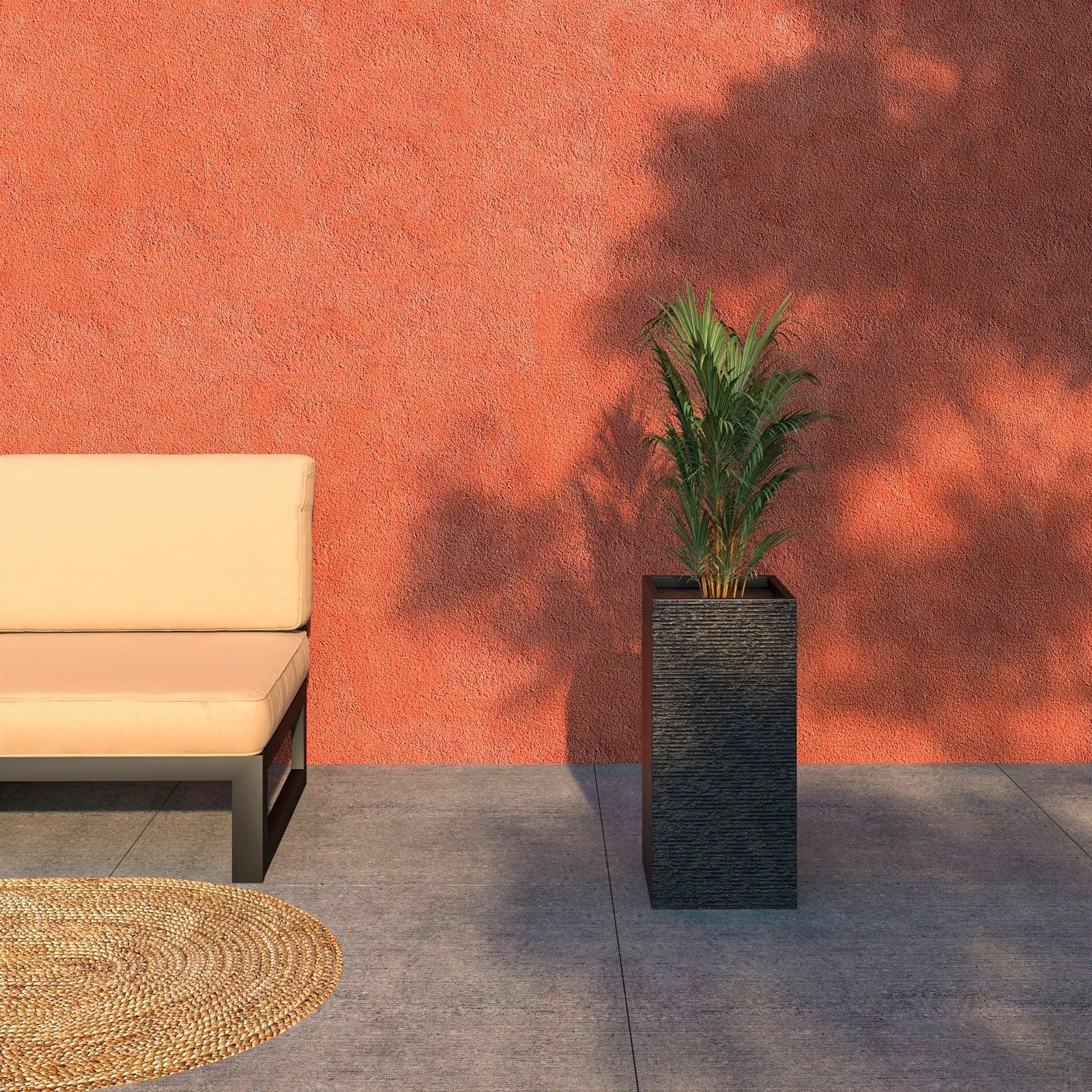 Basalt Fiberstone and MgO Clay Modern Tall Square Planter Pot for Indoor and Outdoor - Elax Furniture