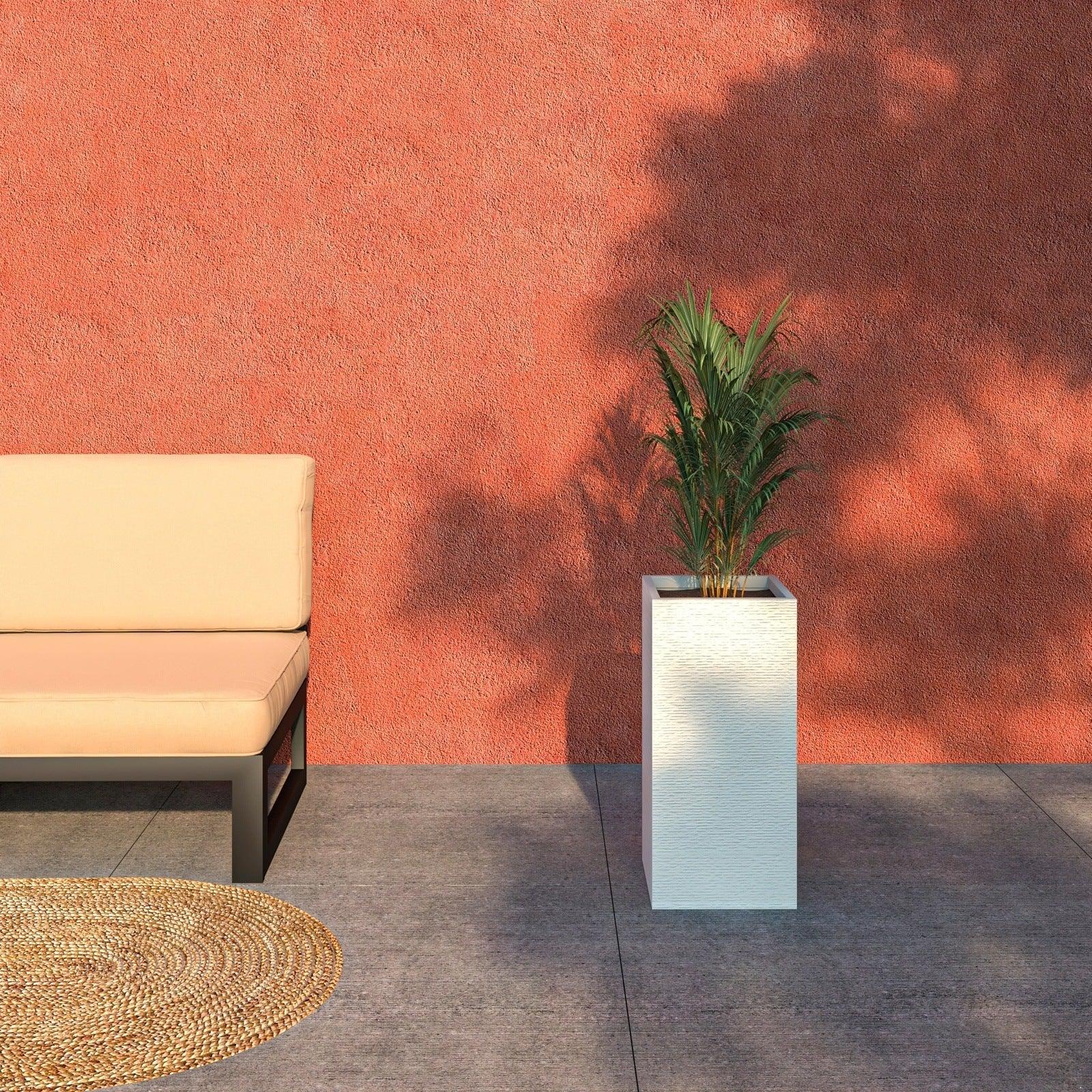 Basalt Fiberstone and MgO Clay Modern Tall Square Planter Pot for Indoor and Outdoor - Elax Furniture