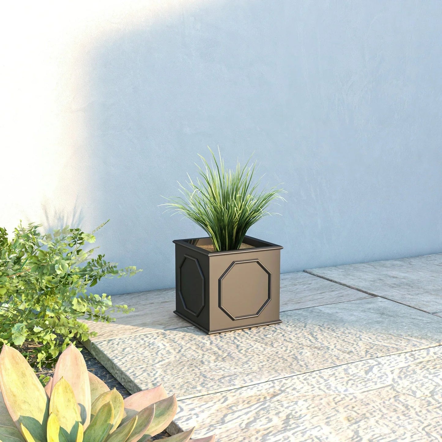 Sprout Modern Square Fiberstone and MGO Clay Planter for Indoor and Outdoor - Elax Furniture