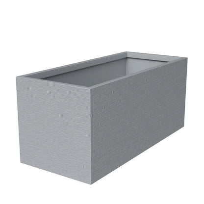 Flora Modern 3-Piece Rectangular Planter Pot Set in Fiberstone and Clay Weather Resistant Design in Grey - Elax Furniture