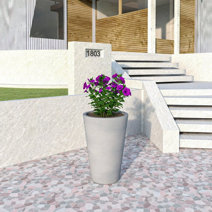 Pebble Modern Fiberstone and MGO Clay Tapered Round Planter for Indoor and Outdoor - Elax Furniture