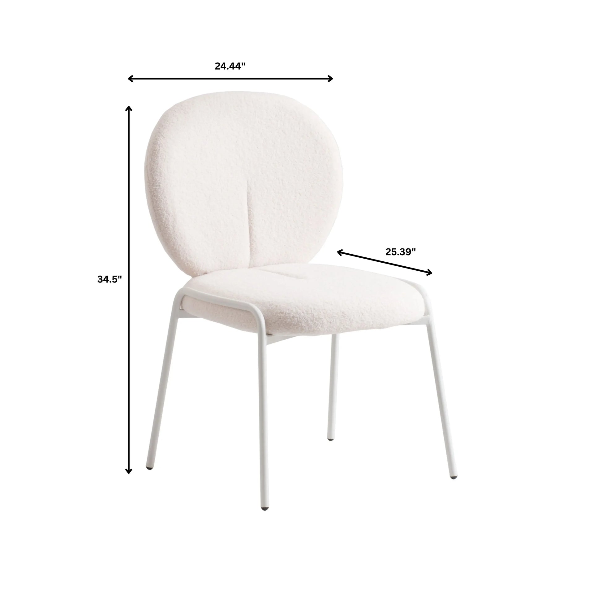 Celestial Boucle Dining Chairs with White Powder-Coated Iron Frame Set of 4 - Elax Furniture