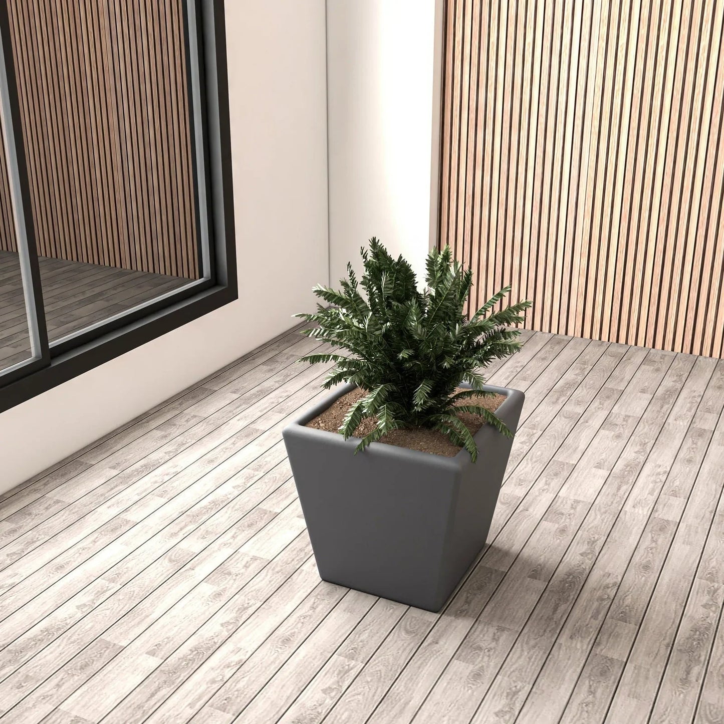 Blossom Fiberstone Tapered Square Planter Pot in Dark Grey - Elax Furniture