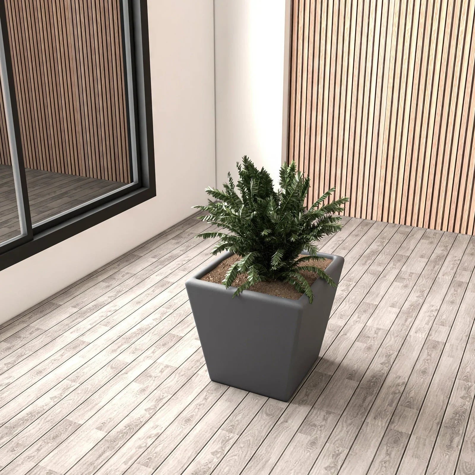 Blossom Fiberstone Tapered Square Planter Pot in Dark Grey - Elax Furniture