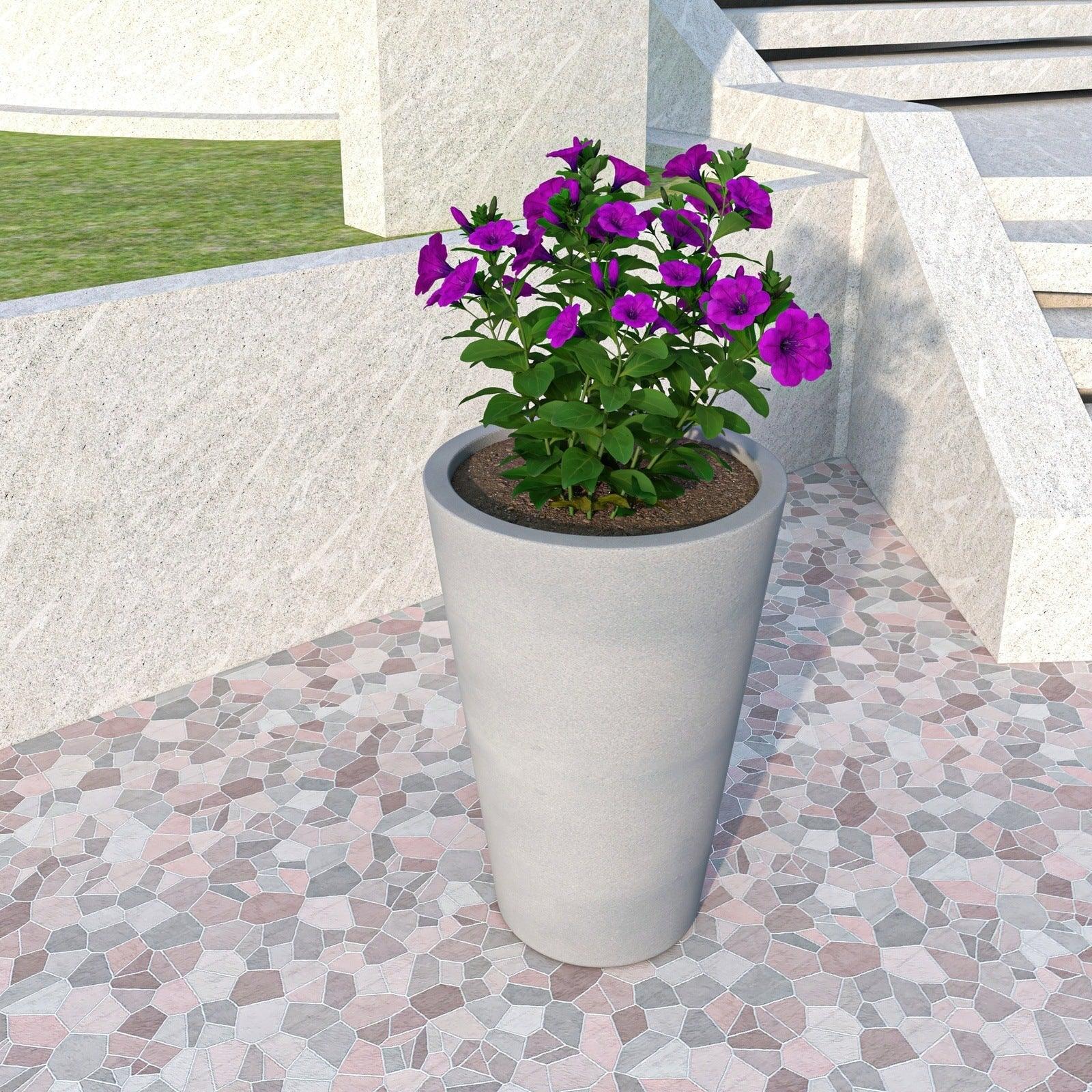 Pebble Modern Fiberstone and MGO Clay Tapered Round Planter for Indoor and Outdoor - Elax Furniture