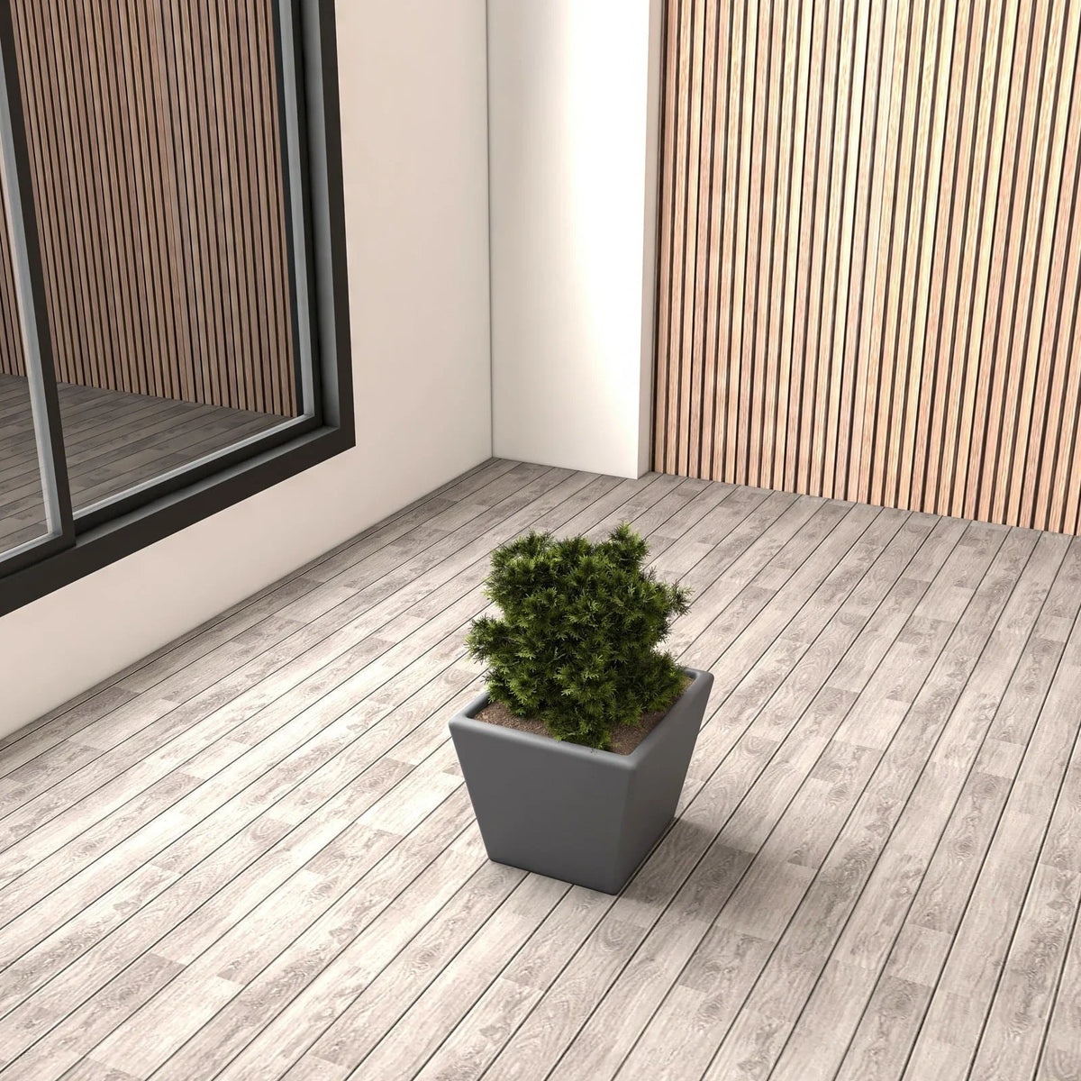 Blossom Fiberstone Tapered Square Planter Pot in Dark Grey - Elax Furniture