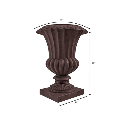 Lotus Fiberstone and Clay Urn Planter Pot Indoor Outdoor with Drainage Holes - Elax Furniture