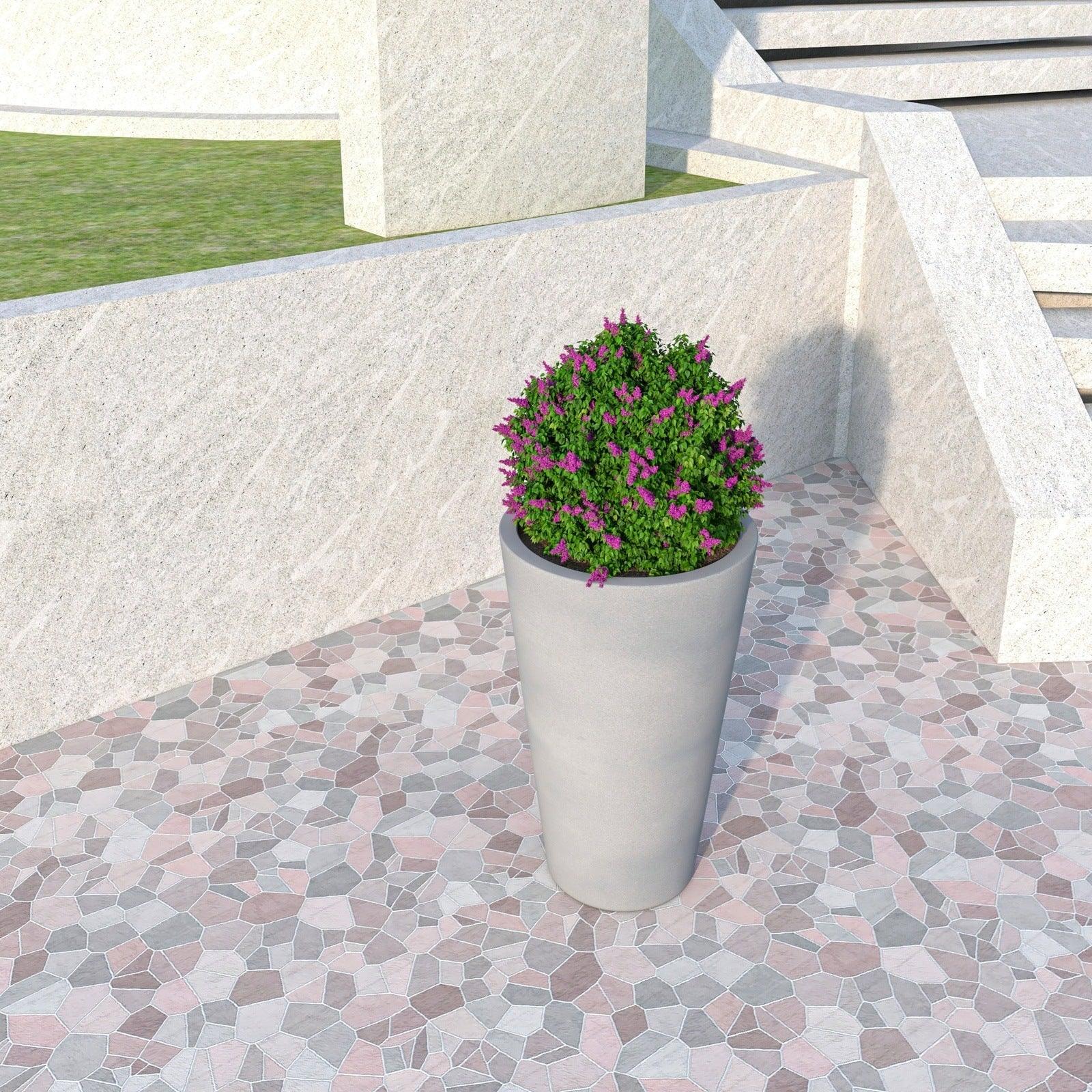 Pebble Modern Fiberstone and MGO Clay Tapered Round Planter for Indoor and Outdoor - Elax Furniture