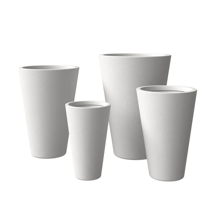 Pebble 4-Piece Modern Fiberstone and MGO Clay Tapered Round Planter Set for Indoor and Outdoor - Elax Furniture