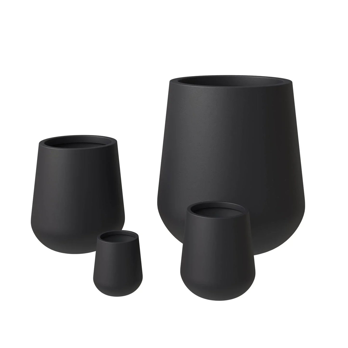 Orchid 4-Piece Tapered Round Planter Pot Set in Fiberstone and Clay Weather Resistant Design - Elax Furniture