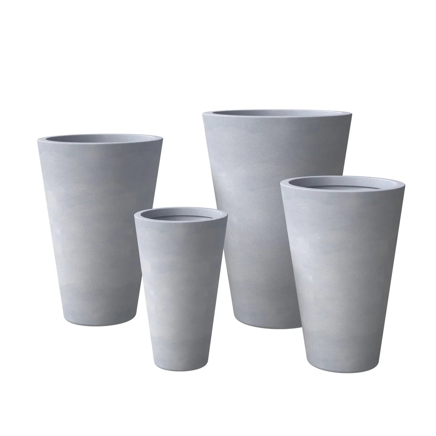 Pebble 4-Piece Modern Fiberstone and MGO Clay Tapered Round Planter Set for Indoor and Outdoor - Elax Furniture