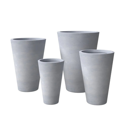 Pebble 4-Piece Modern Fiberstone and MGO Clay Tapered Round Planter Set for Indoor and Outdoor - Elax Furniture