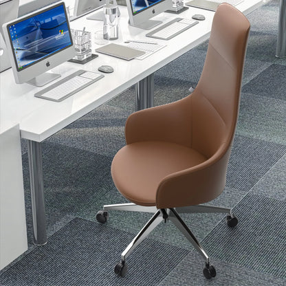 Celeste High-Back Office Chair in Upholstered Leather and Iron Base with Swivel and Tilt - Elax Furniture