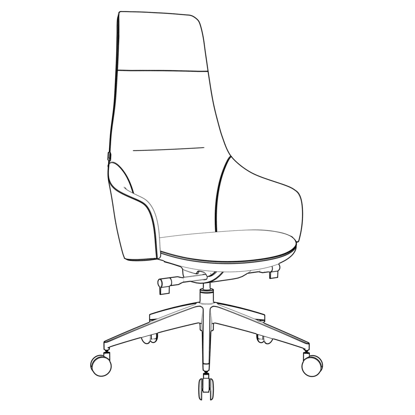 Celeste High-Back Office Chair in Upholstered Leather and Iron Base with Swivel and Tilt - Elax Furniture