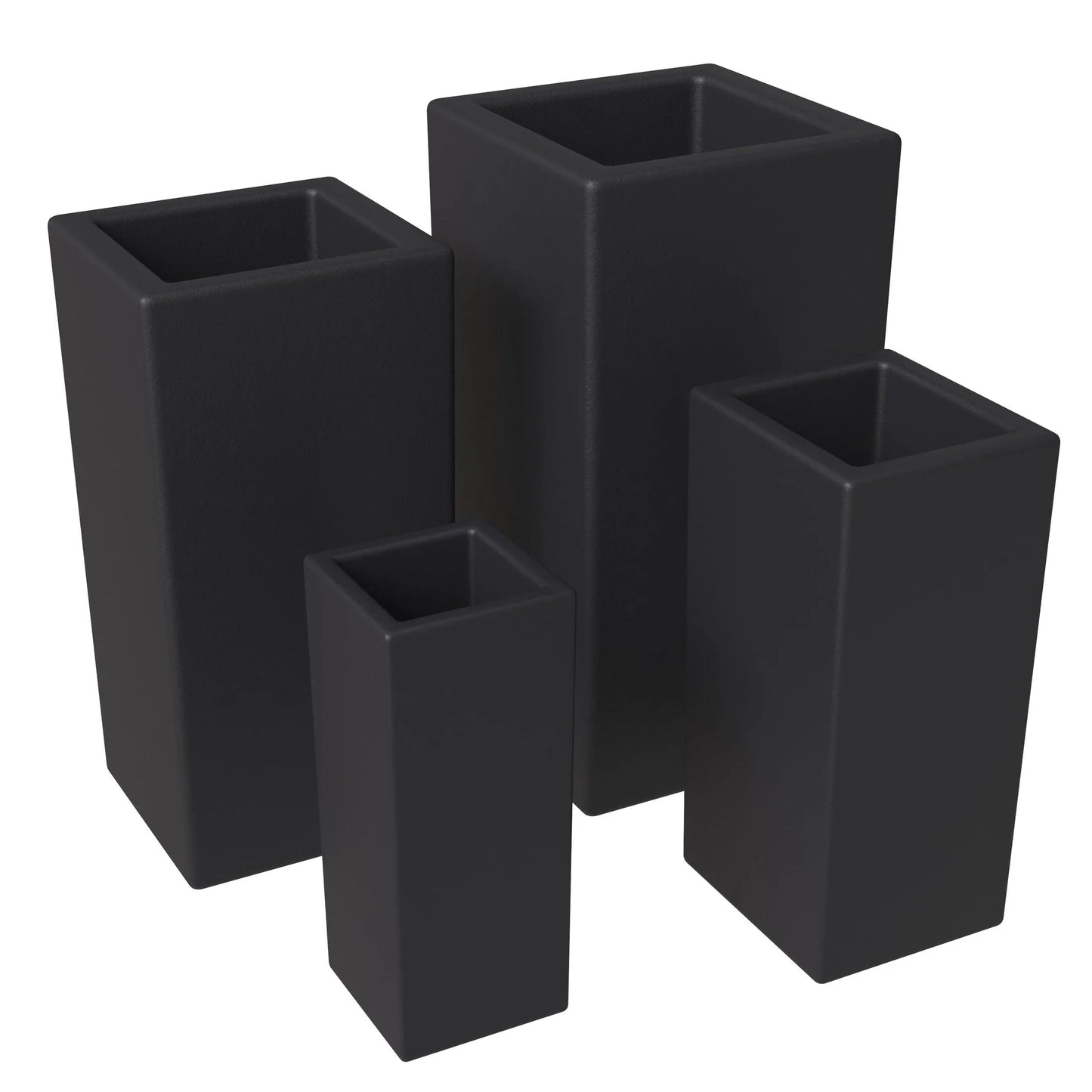 Terra 4-Piece Fiberstone and MGO Clay Planter Set, Mid-Century Modern Tall Square Planter Pot for Indoor and Outdoor - Elax Furniture