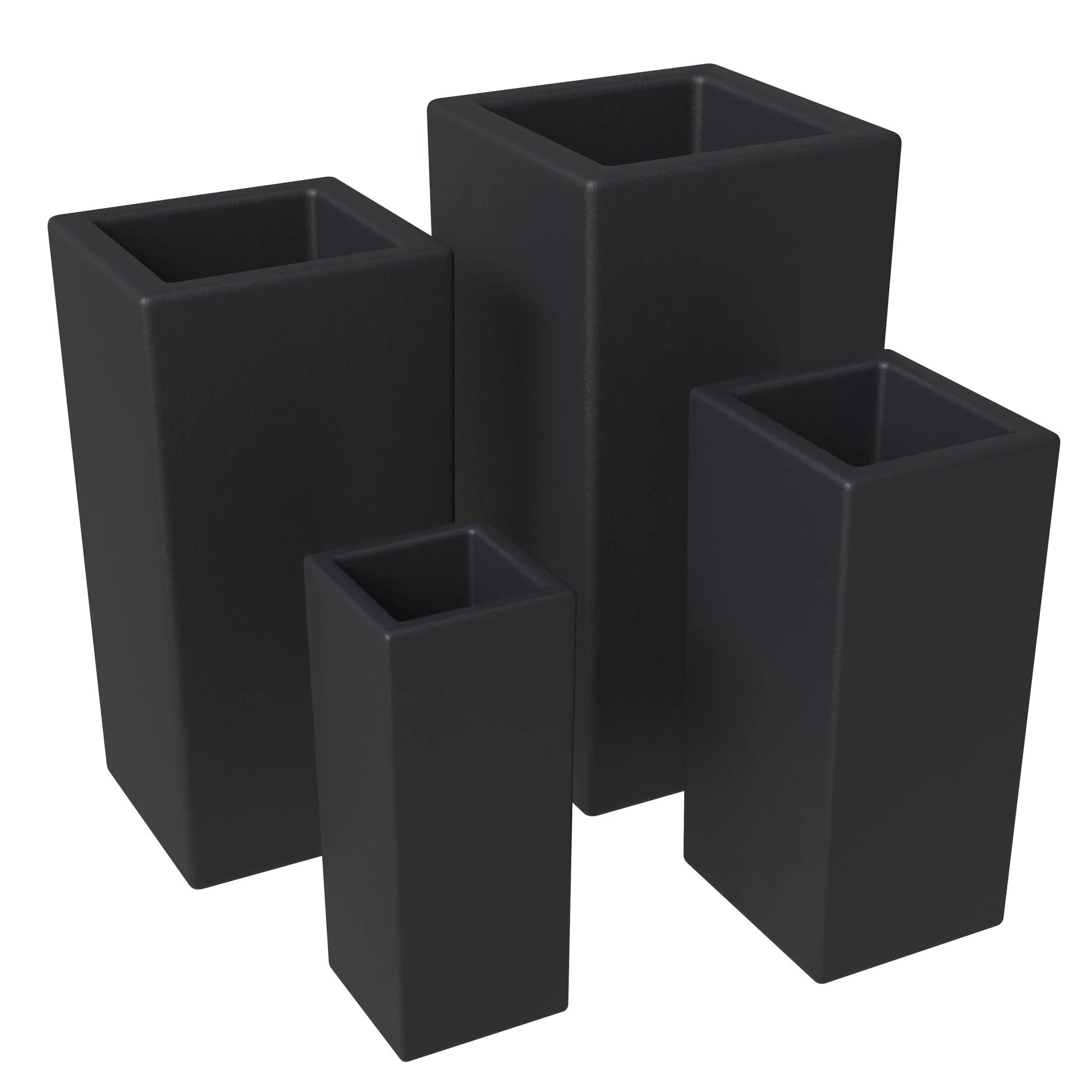 Terra 4-Piece Fiberstone and MGO Clay Planter Set, Mid-Century Modern Tall Square Planter Pot for Indoor and Outdoor - Elax Furniture