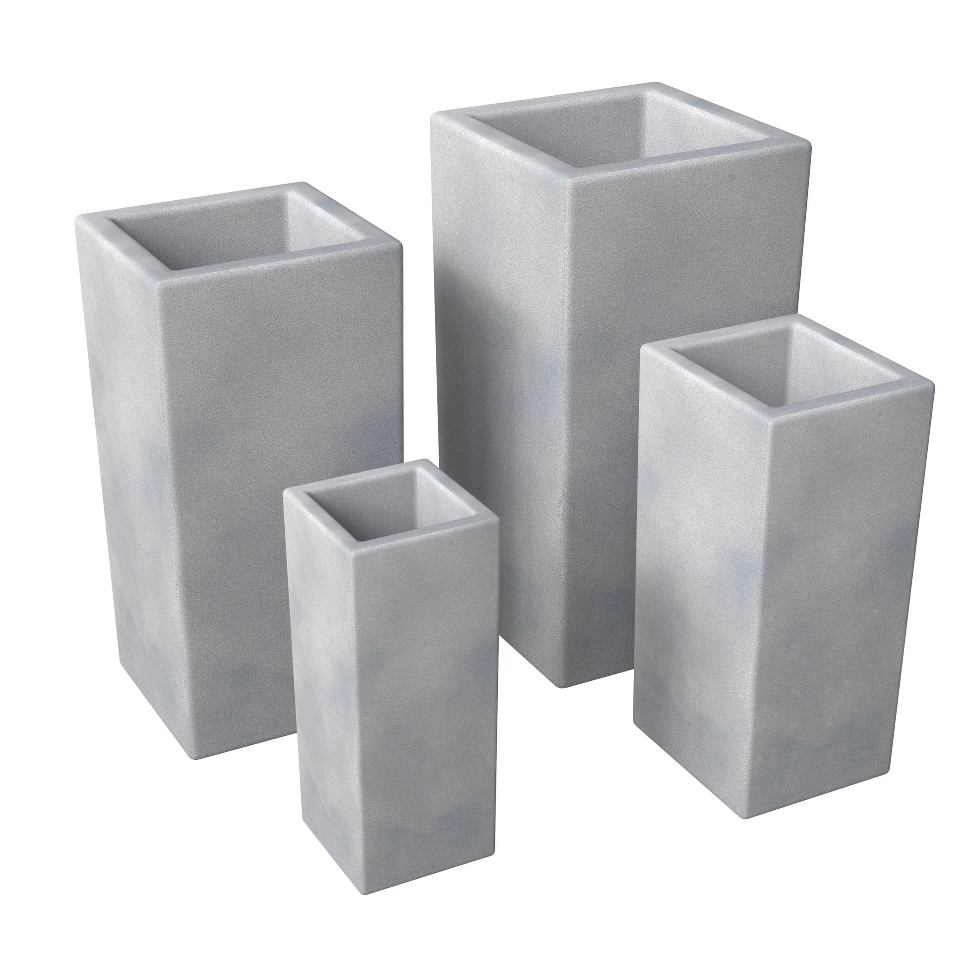 Terra 4-Piece Fiberstone and MGO Clay Planter Set, Mid-Century Modern Tall Square Planter Pot for Indoor and Outdoor - Elax Furniture