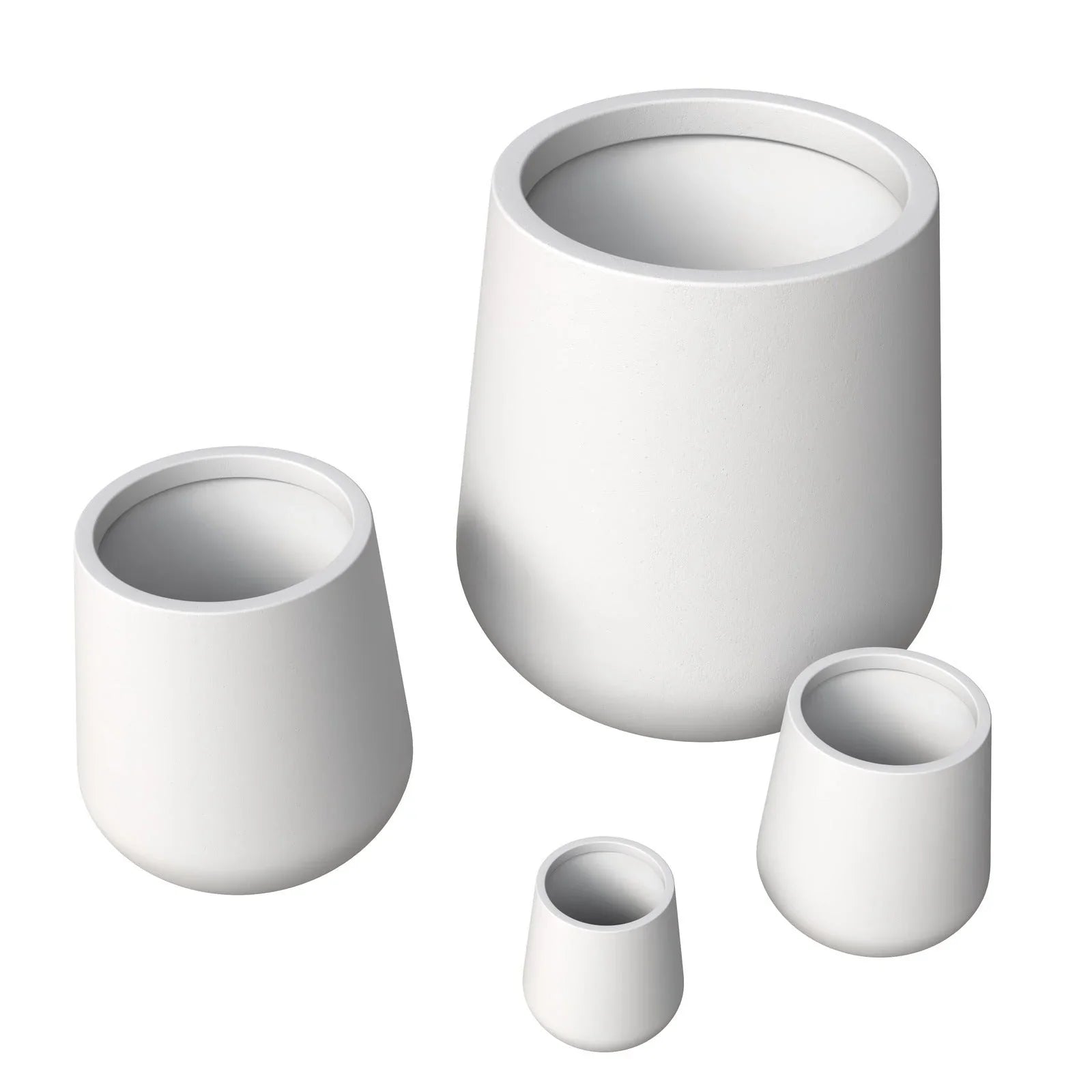 Orchid 4-Piece Tapered Round Planter Pot Set in Fiberstone and Clay Weather Resistant Design - Elax Furniture