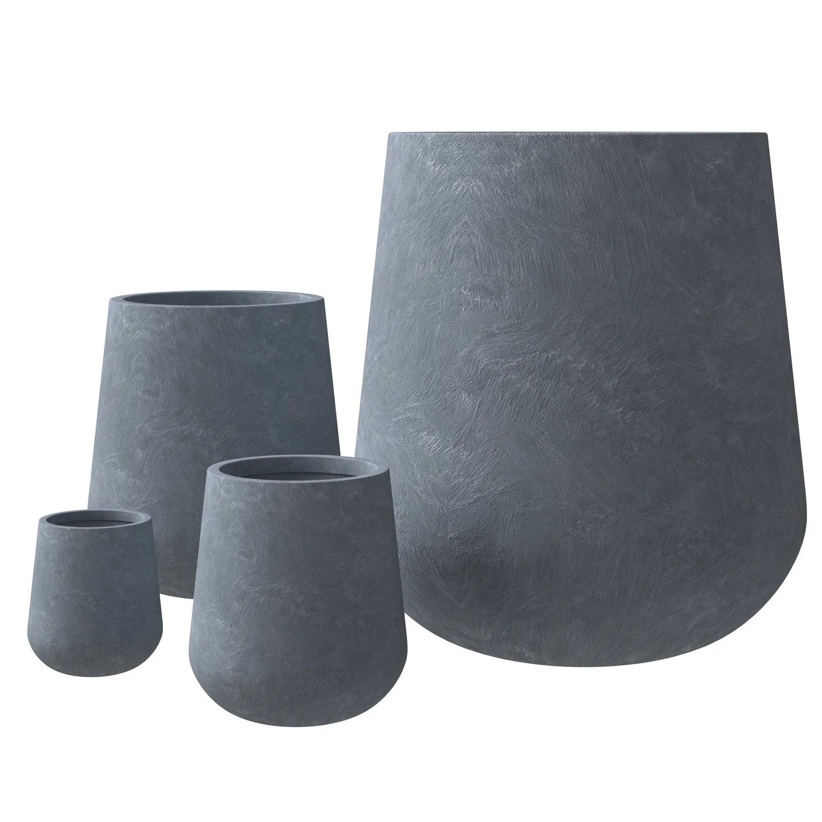 Orchid 4-Piece Tapered Round Planter Pot Set in Fiberstone and Clay Weather Resistant Design - Elax Furniture