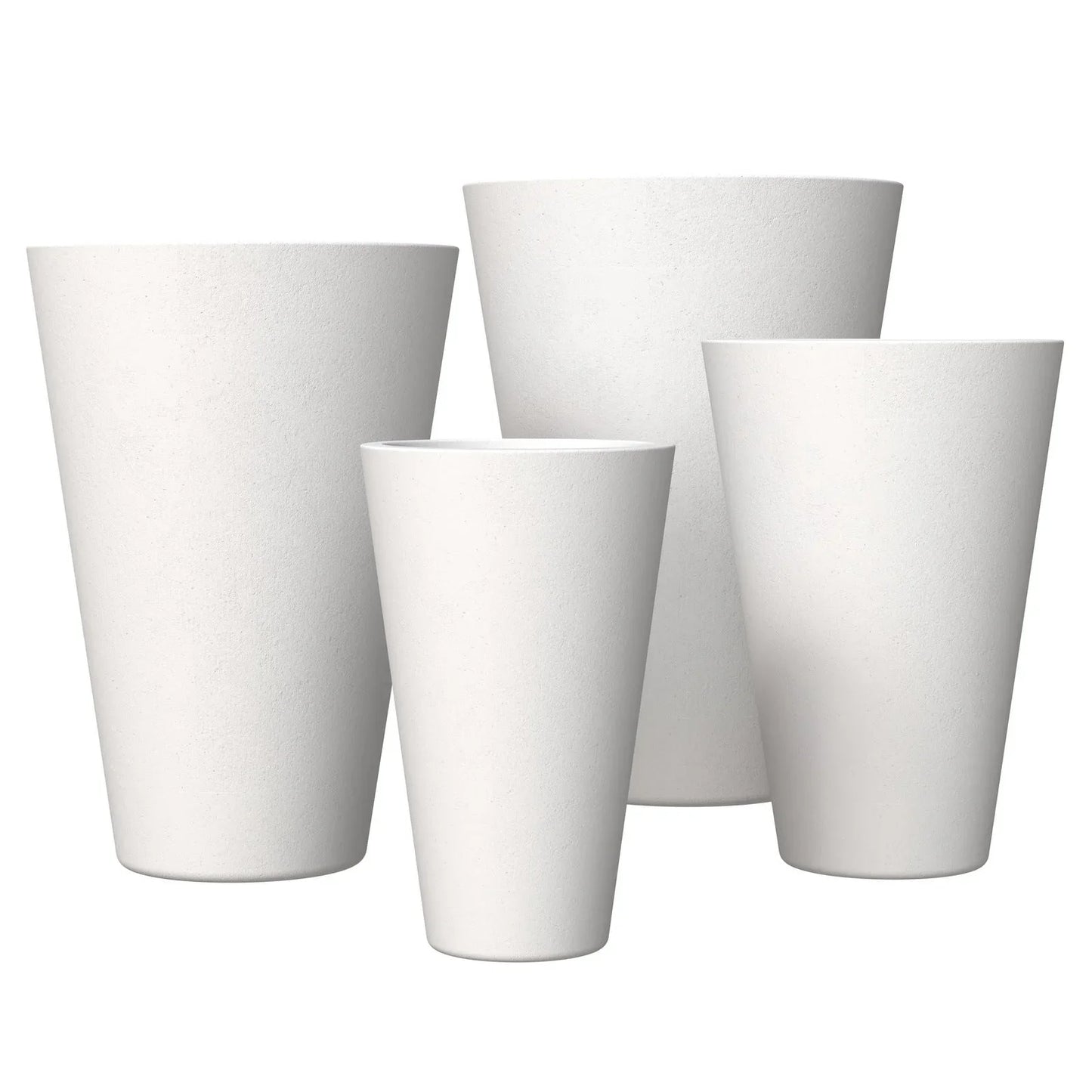 Pebble 4-Piece Modern Fiberstone and MGO Clay Tapered Round Planter Set for Indoor and Outdoor - Elax Furniture